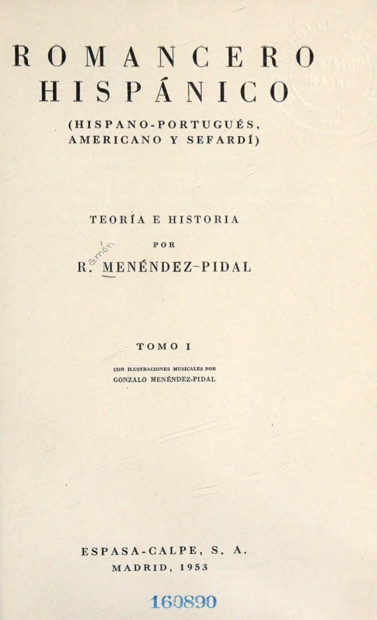 Imagen de cubierta por Romancero Hispánico Tomo I